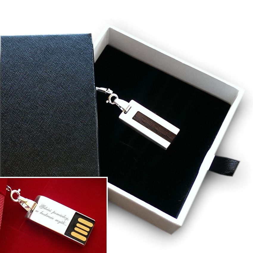 Pendrive z drewnem wenge | Wenge 16GB USB 2.0 | srebro 925